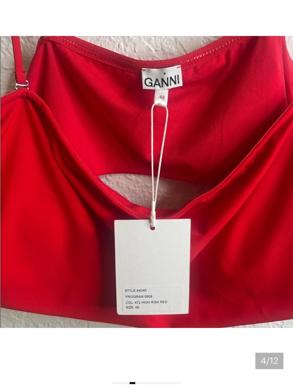 Ganni Black Bandeau High-Waist Bikini Set in Red Euro Size 48 - Picture 5 of 10